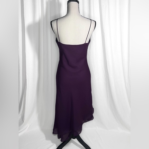 Purple Beaded Spaghetti Strap Midi Evening Dress Size L Maria Bonita - Picture 3 of 6